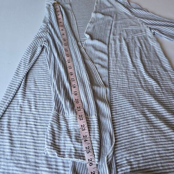 Women’s Linen Blend Striped Open Cardigan Blue White XL Lightweight Lagenlook - Picture 8 of 8